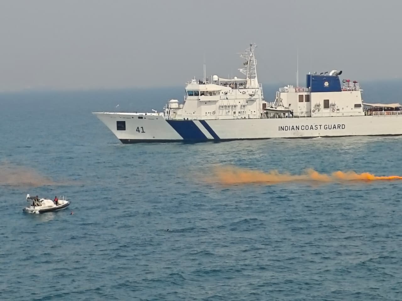 An Indian Coast Guard ship at sea