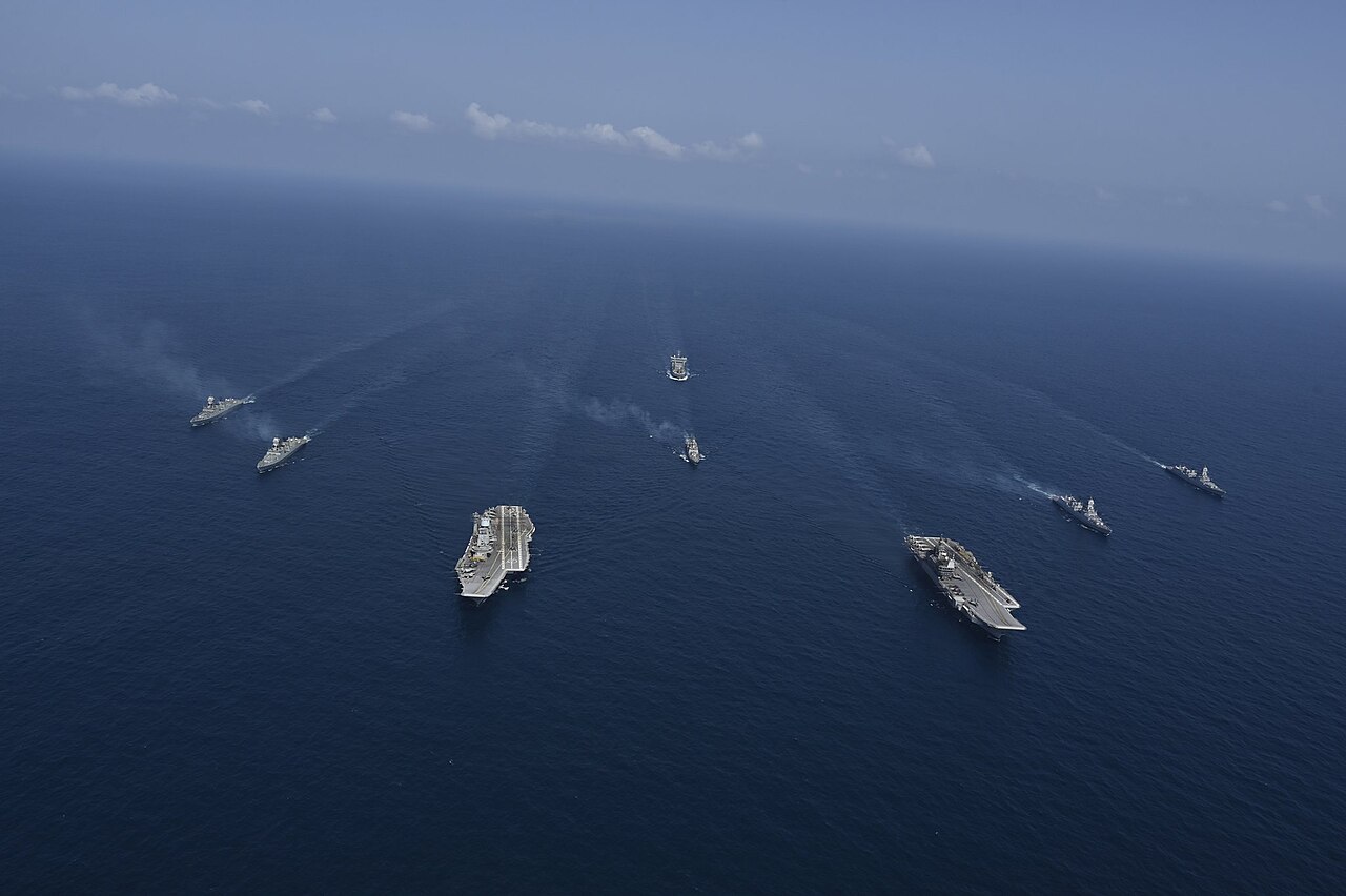 The aircraft carrier INS Vikrant with its battle group