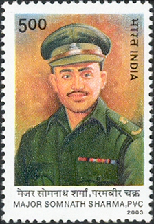 India Post commemorative stamp honouring Major Somnath Sharma